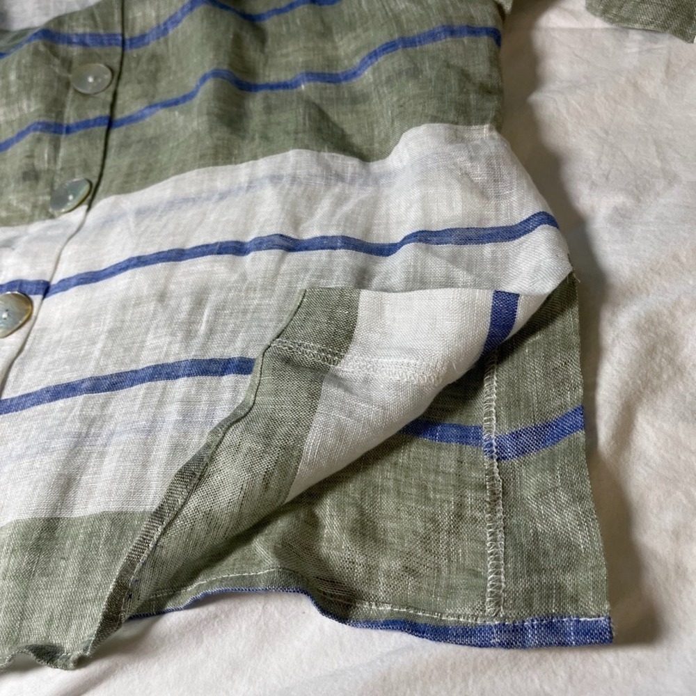 Sartoria Saracena Italian Linen Lagenlook Stripe Tunic Top Blue Green M - Picture 8 of 8